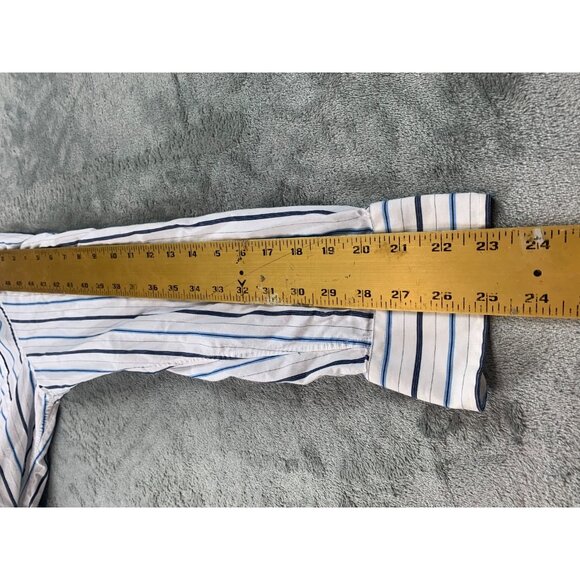 American Eagle Shirt Mens Medium White Blue Stripe Button Front Vintage Casual - Picture 7 of 12